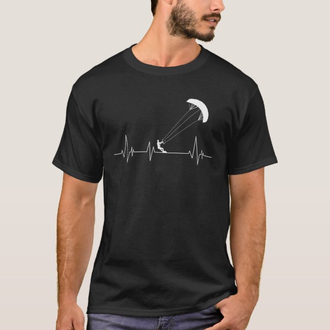 T-shirt Kitesurfing Heartbeat Kiteboarding Surfboard  (Devant)