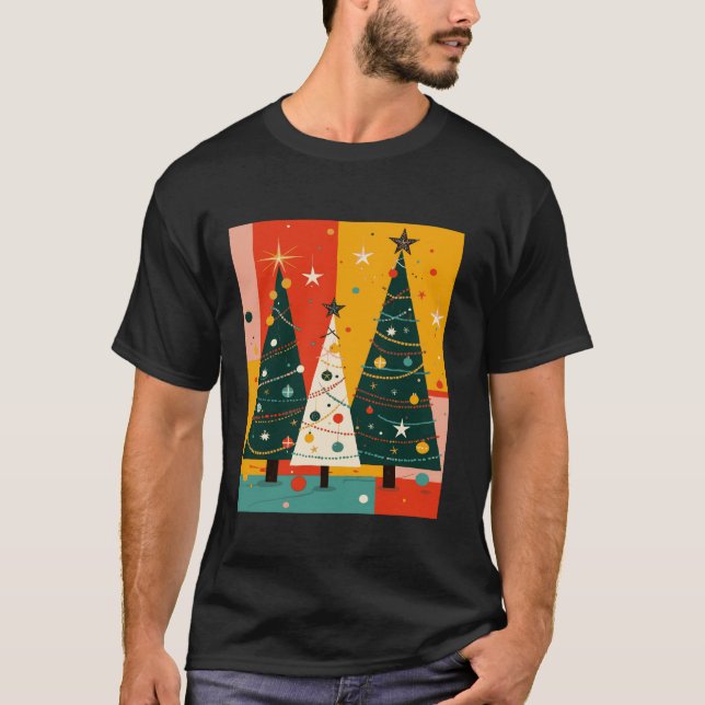 T-shirt Kitschmas Noël Fir Arbre Rétro Vecteur (Devant)