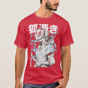 T-shirt Kitsune Anime Fox Samurai japonais