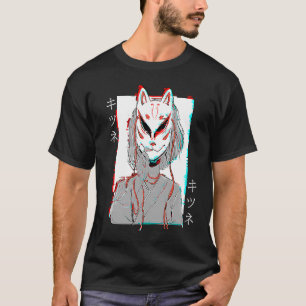 T-shirt Kitsune Fox Masque Vaporwave Glitch Japon Style