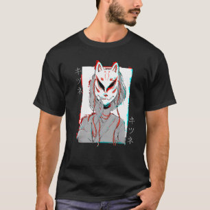 T-shirt Kitsune Fox Masque Vaporwave Glitch Japon Style