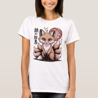 T-shirt Kitsune Fuchs – Japanisches Mythologie mit Mond