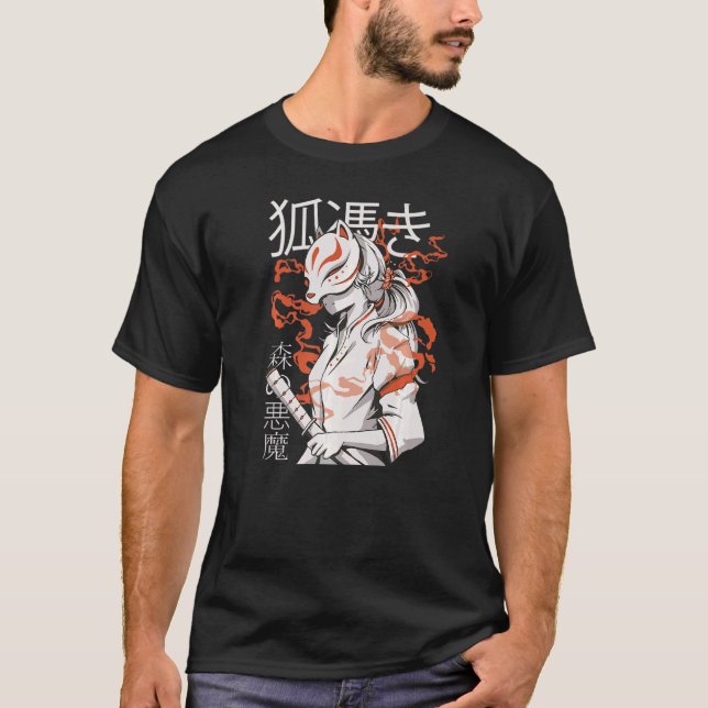 T-shirt Kitsune Japonais Samurai Ninja 1 (Devant)
