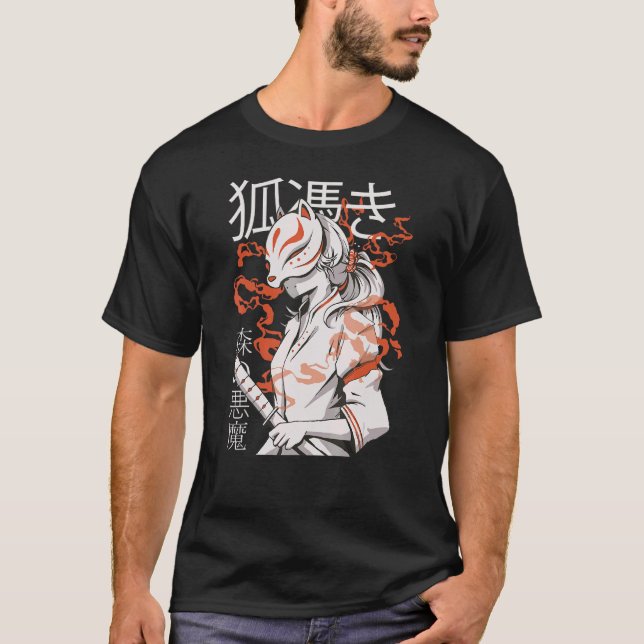 T-shirt Kitsune Japonais Samurai Ninja 3 (Devant)