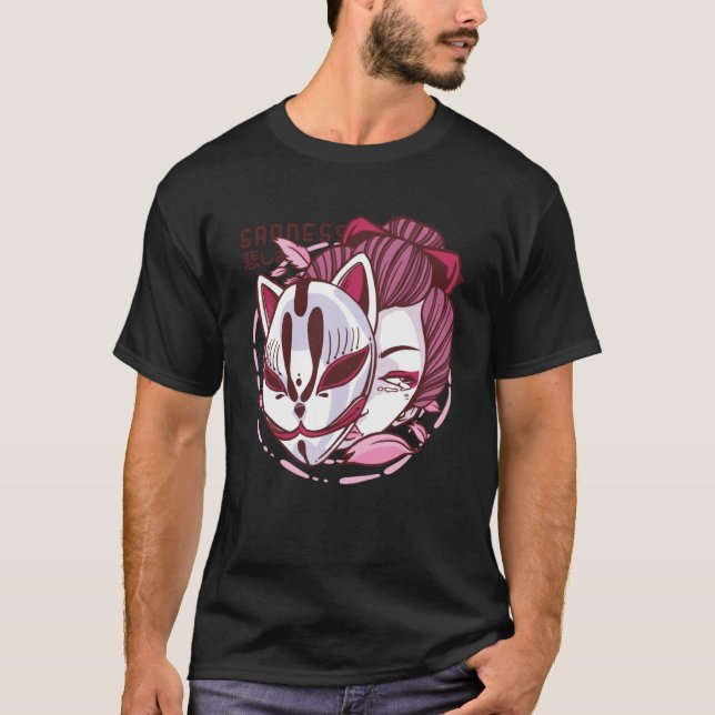 T-shirt Kitsune la Japonaise Neuf Queue Fox Masque Traditi (Devant)
