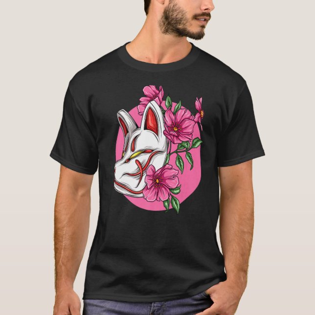 T-shirt Kitsune Neuf Trait Fox Sakura Cherry Flux (Devant)