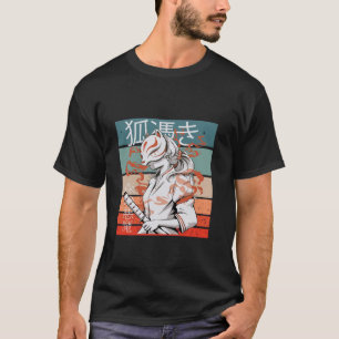 T-shirt Kitsune Samurai Katana Masque Fox Guerrier Mystiqu
