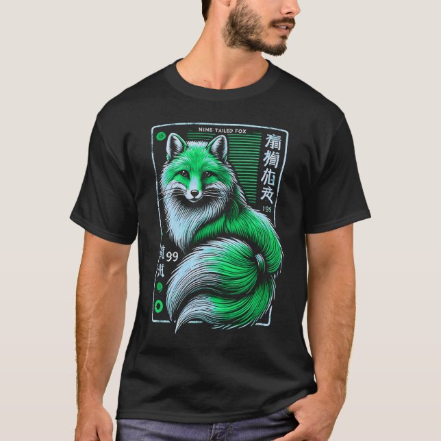 T-shirt kitsune verte (Devant)