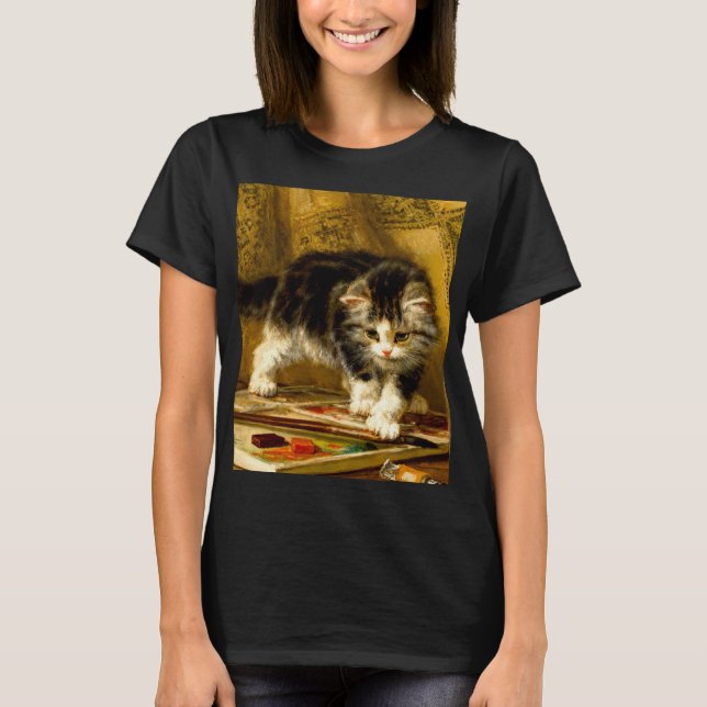 T-shirt Kitten avec peinture et brosses (Devant)