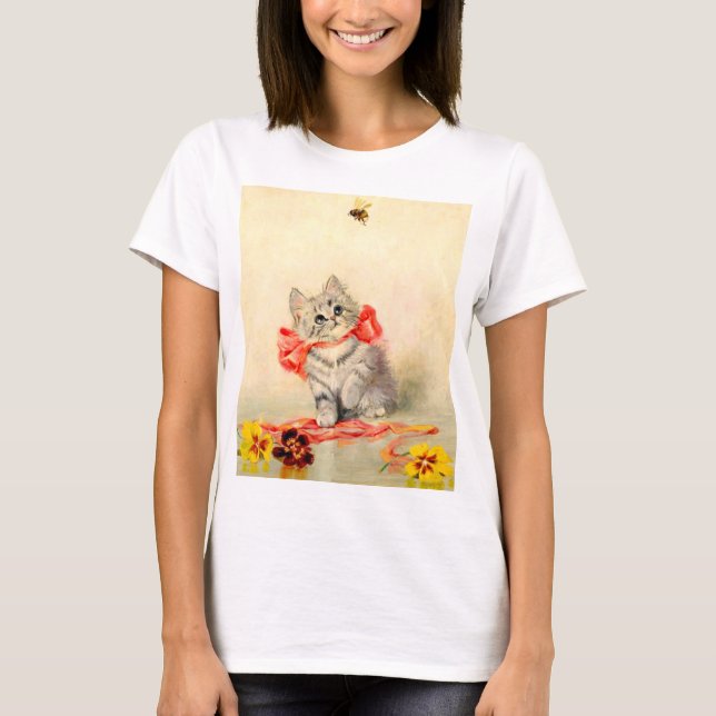 T-shirt Kitten avec ruban rouge (Devant)