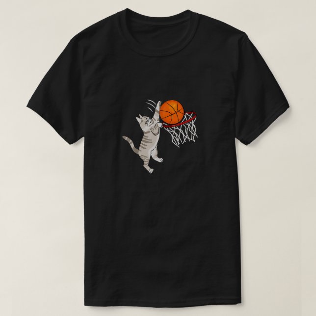 T-shirt Kitten Cat Jouer Basketball Dunking Basketball L (Design devant)
