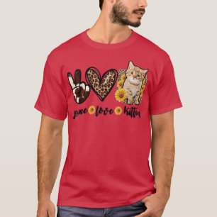T-shirt Kitten Chat Femmes léopard Paix Amour Chat
