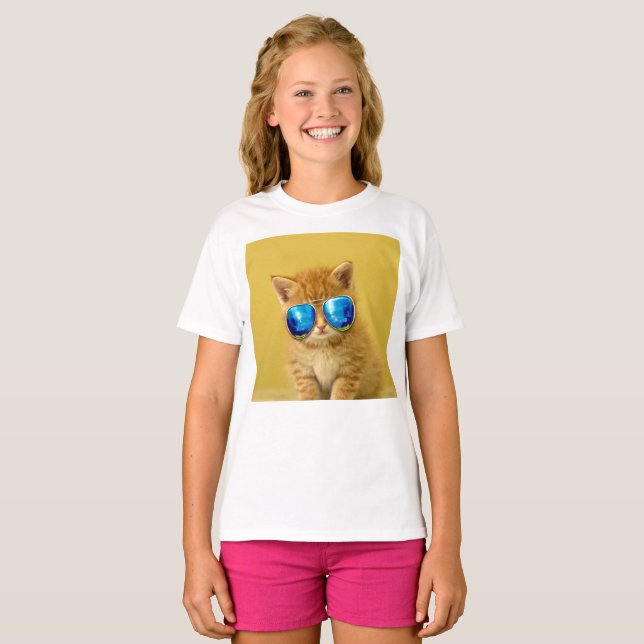 T-shirt Kitten cool en lunettes de soleil (Devant entier)