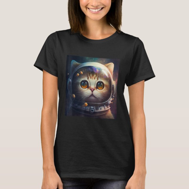 T-shirt Kitten Cosmétique Espace Extérieur Chat Astronaut  (Devant)