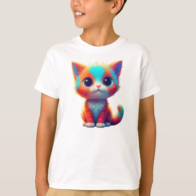 T-shirt Kitten couleur arc-en-ciel (Devant)