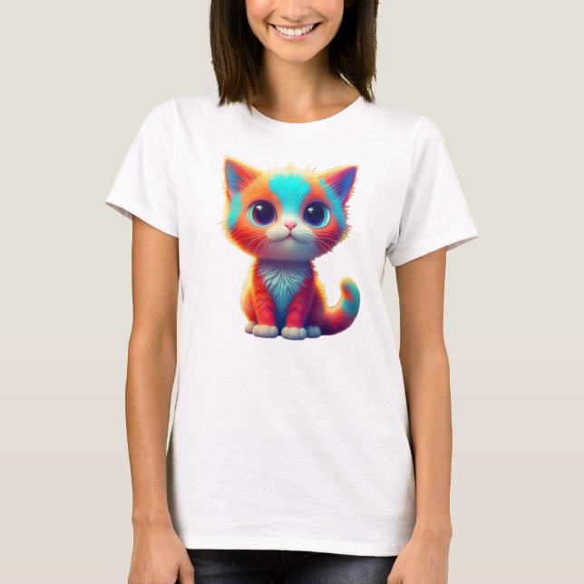 T-shirt Kitten couleur arc-en-ciel (Devant)