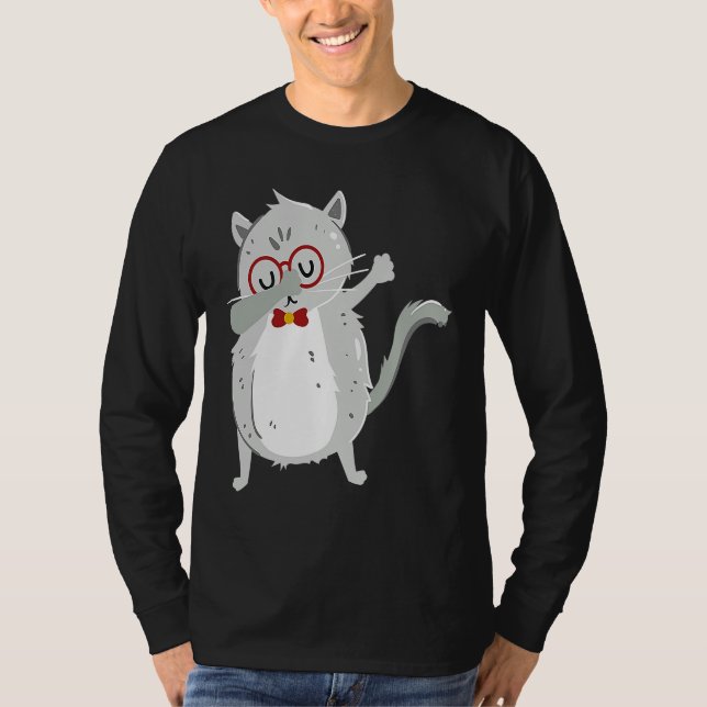 T-shirt Kitten Dab I Grey Cat with Glasses I Dabbing Cats (Devant)