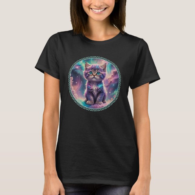 T-shirt Kitten espace Galaxy (Devant)