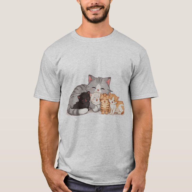 T-shirt Kitten Family Snuggle (Devant)