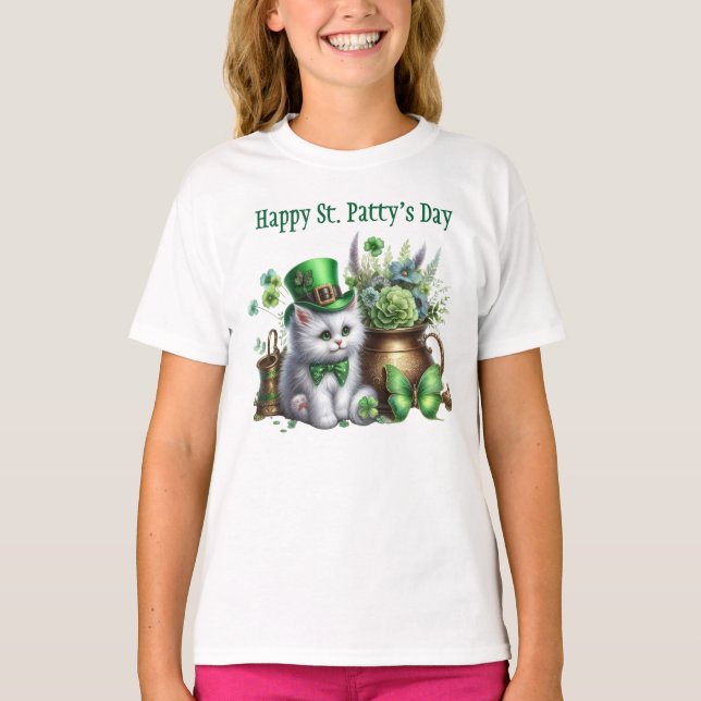 T-shirt Kitten irlandais pour la Saint-Patrick (Devant)