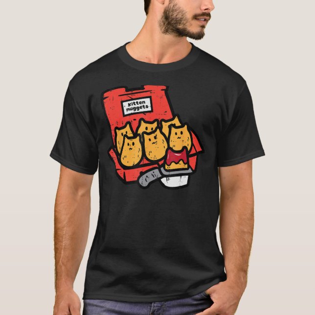 T-shirt Kitten Nuggets Cute Restauration Rapide Nourriture (Devant)