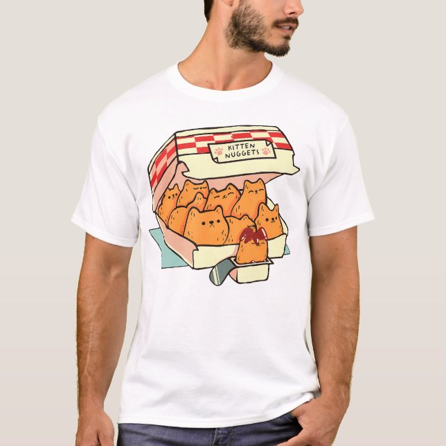 T-shirt Kitten Nuggets Fast Food Chat (Devant)