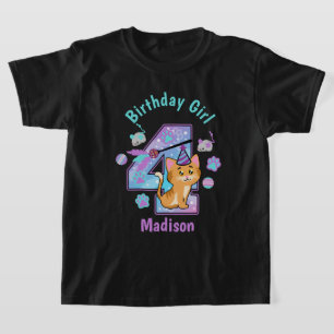 T-shirt Kitten Quatrième Anniversaire chemise Chat Anniver