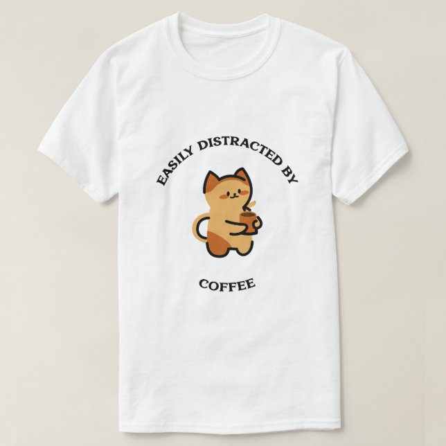 T-shirt Kitten tenant tasse de café (Design devant)