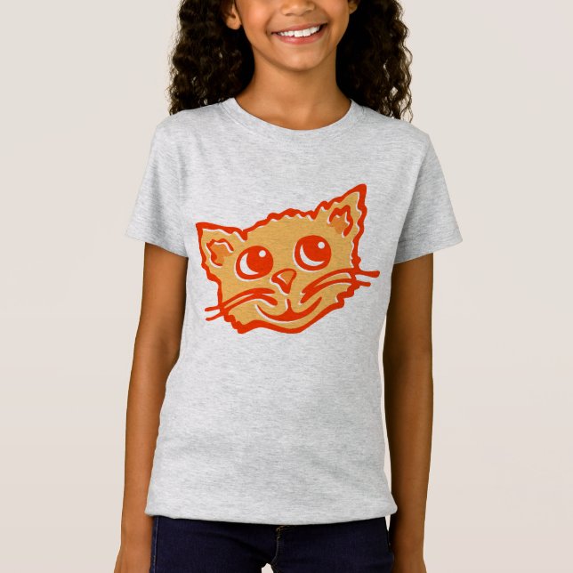T-Shirt Kitten / visage de chat joli joyeux filles graphiq (Devant)