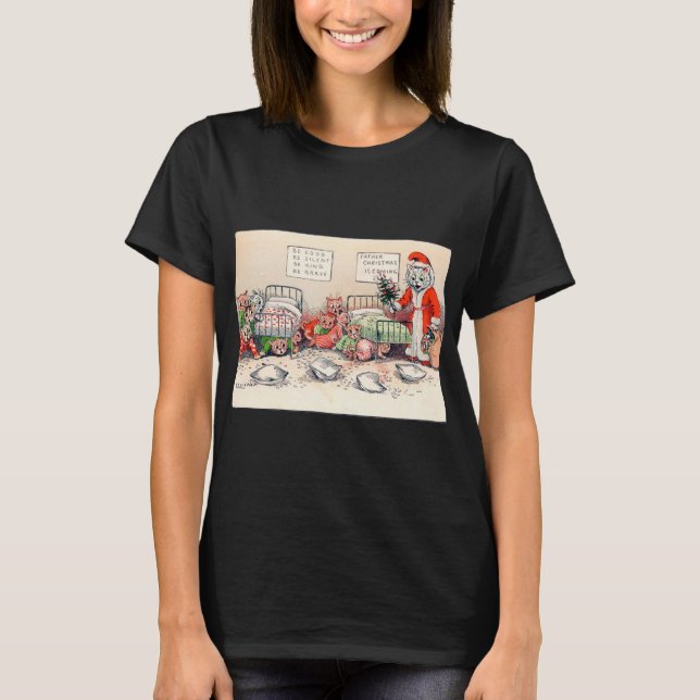 T-shirt Kittens et Santa Cat, Louis Wain (Devant)