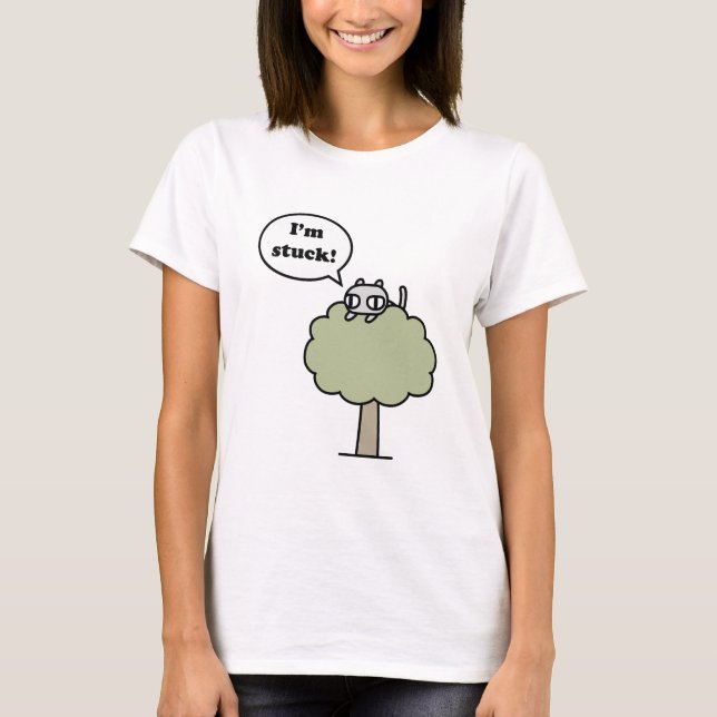 T-shirt Kitty a collé dans l'arbre (Devant)