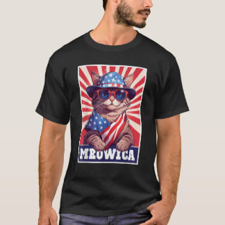 T-shirt Kitty American Flag cat Drôle 4 juillet Meowica