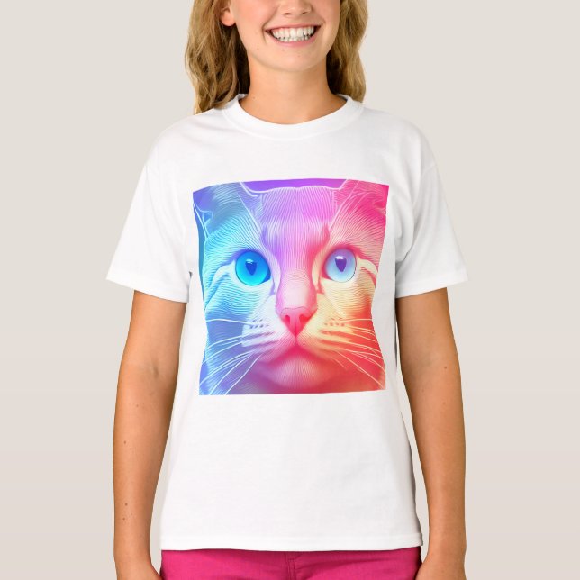 T-shirt Kitty Arc-en-ciel coloré (Devant)