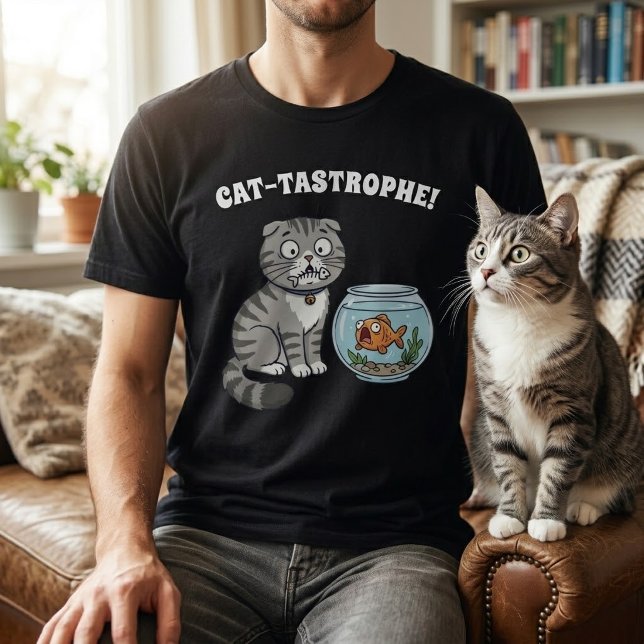 T-shirt Kitty Cat-Tastrophe Drôle Kit Chat boule Pun Noir  (Créateur téléchargé)