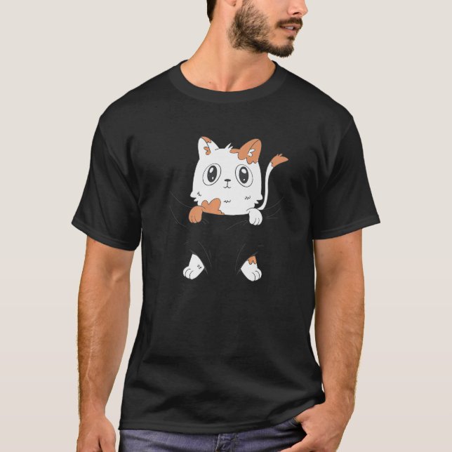 T-shirt Kitty Chat dans une chemise de poche Drôle Chat Ki (Devant)