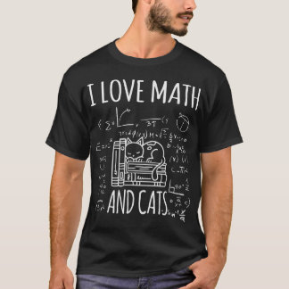 T-shirt Kitty Chat I Love Maths Et Chats Design Mathématiq