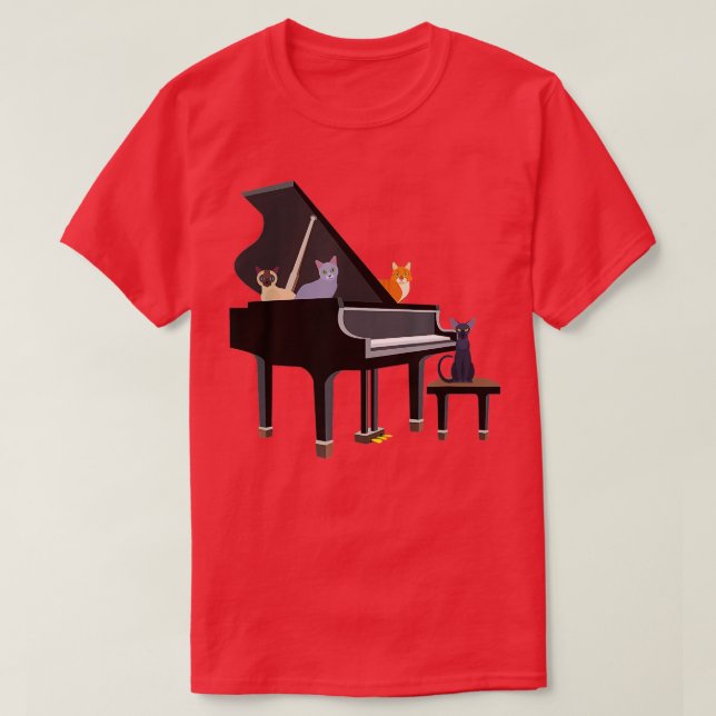 T-shirt Kitty Chats Sur La Chemise De Piano Pour Les Moms  (Design devant)