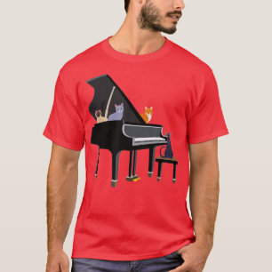 T-shirt Kitty Chats Sur La Chemise De Piano Pour Les Moms