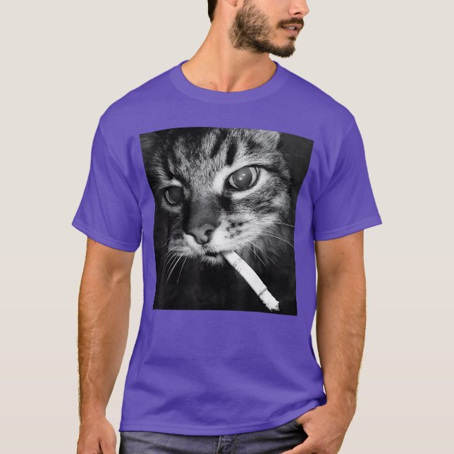T-shirt Kitty cigarette drôle chat fumeur mème stupide cer (Devant)