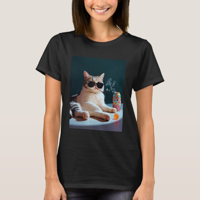 T-shirt Kitty Cigarette Drôle Chat Fumeur Mème Stupide Cer (Devant)