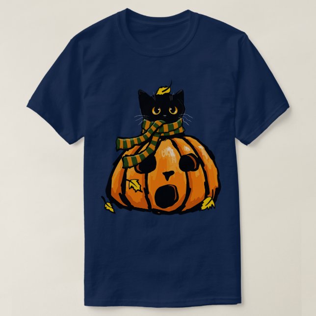 T-shirt Kitty d'automne en Citrouille (Design devant)