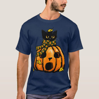 T-shirt Kitty d'automne en Citrouille