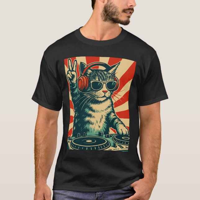 T-shirt Kitty DJ unique, T-shir Graphique tendance (Devant)