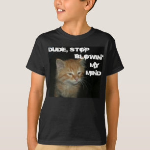 T-shirt Kitty "DUDE STOP BLOWIN' MY MINE" Kids Dark Tee