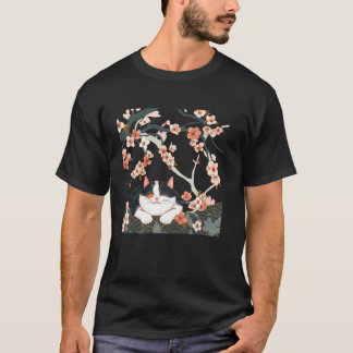 T-shirt Kitty Fleurie Amateur de Chatons Art Japonais Chat