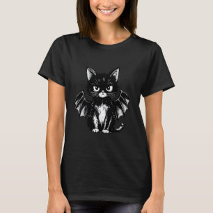 T-shirt Kitty Halloween Black-Cat Chauve-Souris Saison Eff
