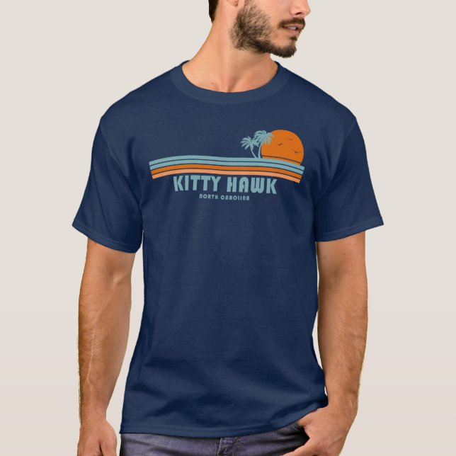 T-shirt Kitty Hawk Caroline du Nord Sun Palm Trees (Devant)