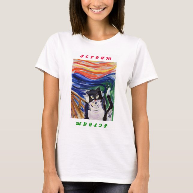 T-shirt Kitty hurle avec crier maillot de texte (Devant)