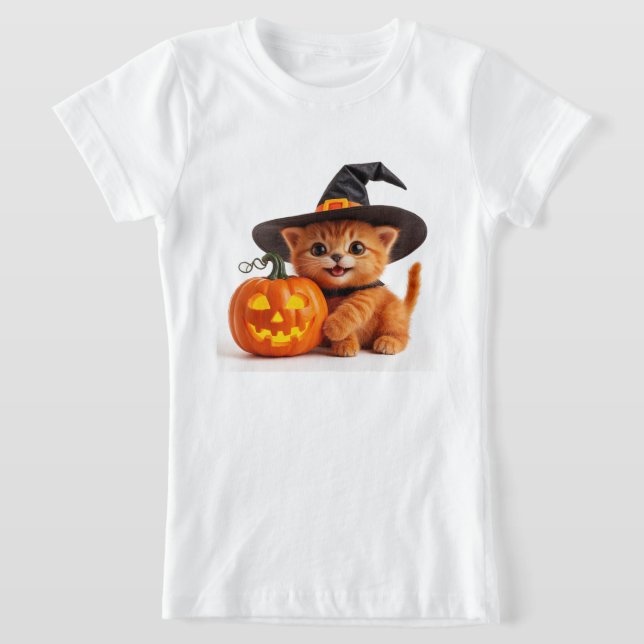 T-Shirt Kitty Jack O Lantern Citrouille d'Halloween 🦇 (Poser)