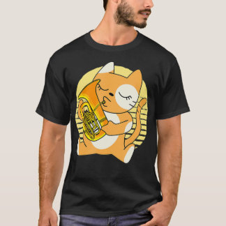 T-shirt Kitty Jouer Euphonium Instrument musicien animal d